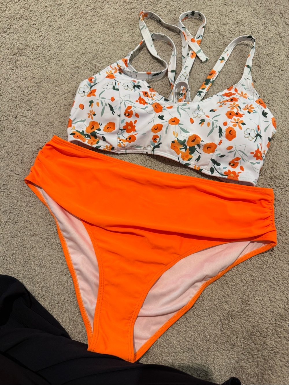 Floral White & Bright Orange Two-Piece Bikini Set - Women